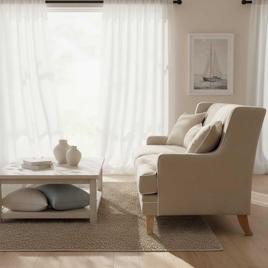 Bondi Hamptons 3 Seat Sofa Natural/White Piping