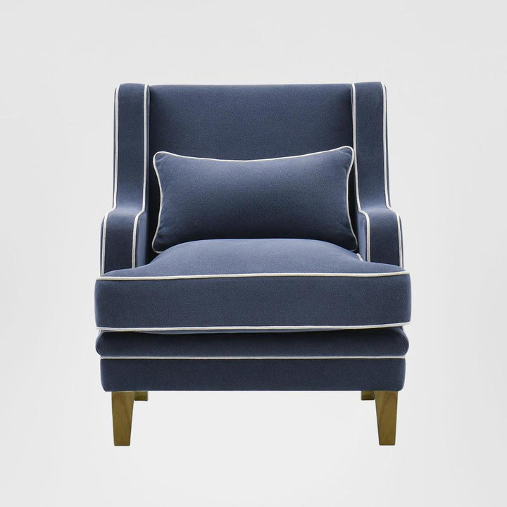 Bondi Hamptons Armchair Navy W/White Piping