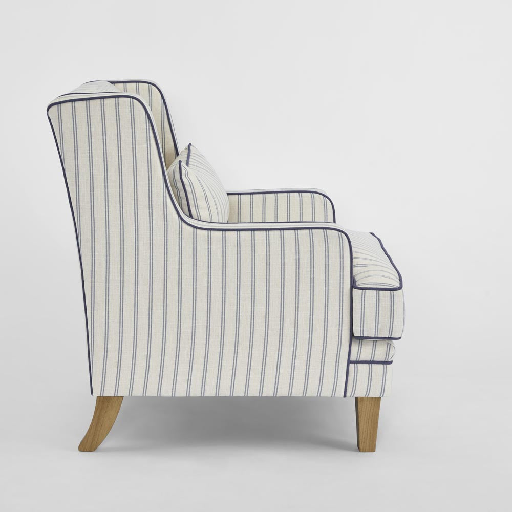 Bondi Hamptons Armchair Blue Pinstripe