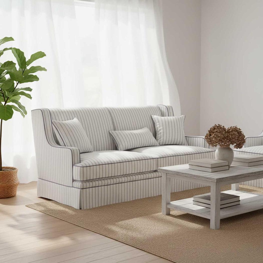 Bondi Hamptons 3 Seat Sofa Blue/White Pin Stripe
