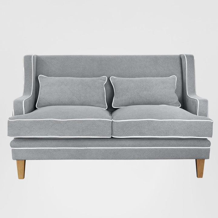 Bondi Hamptons 2 Seat Sofa Grey W/White Piping