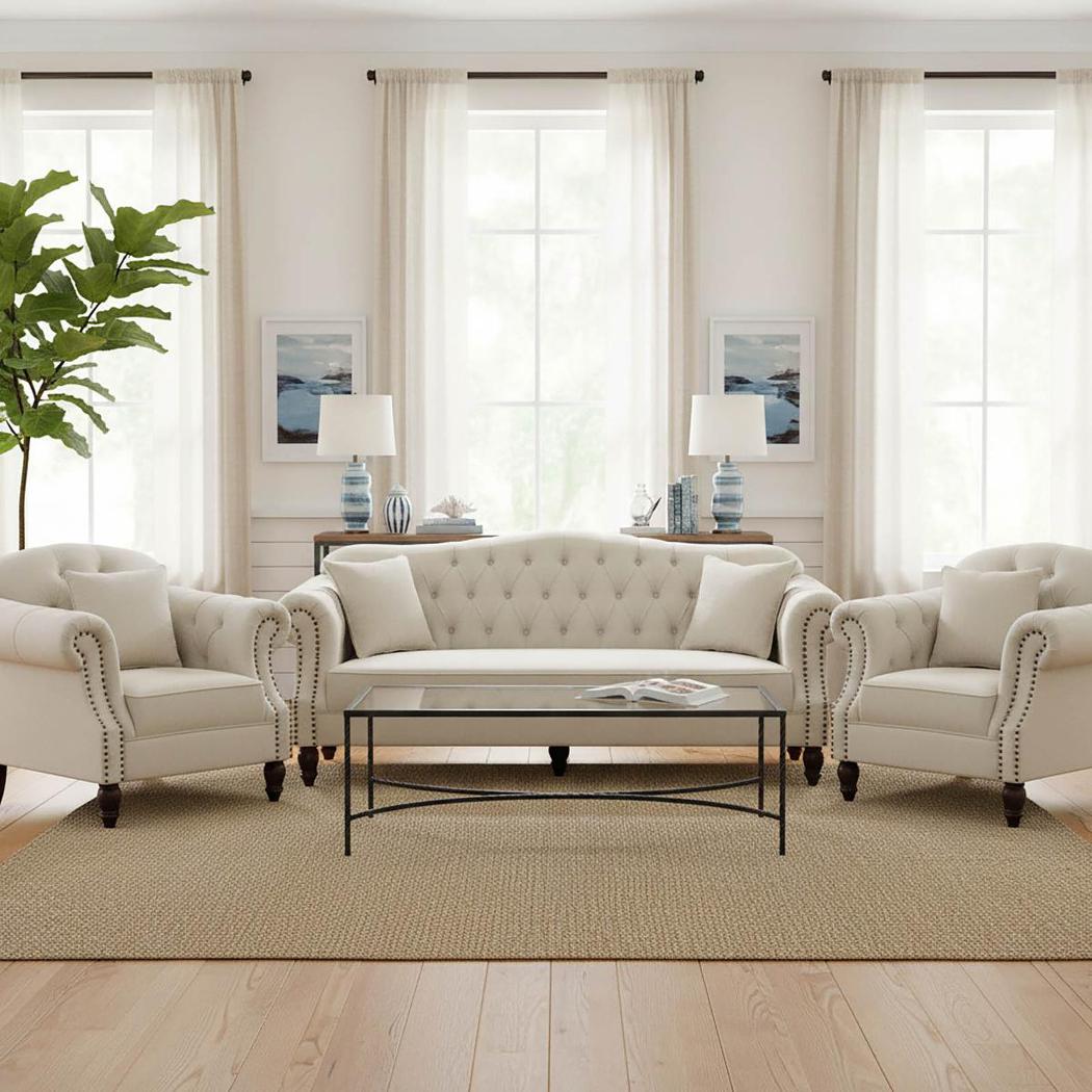 Vaucluse Buttoned Armchair Beige