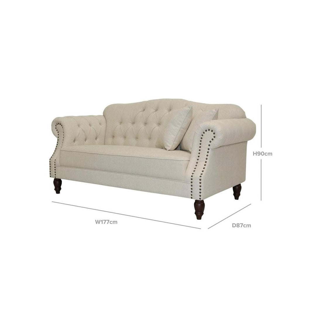 Vaucluse 2 Seat Hamptons Buttoned Sofa Beige Linen Blend