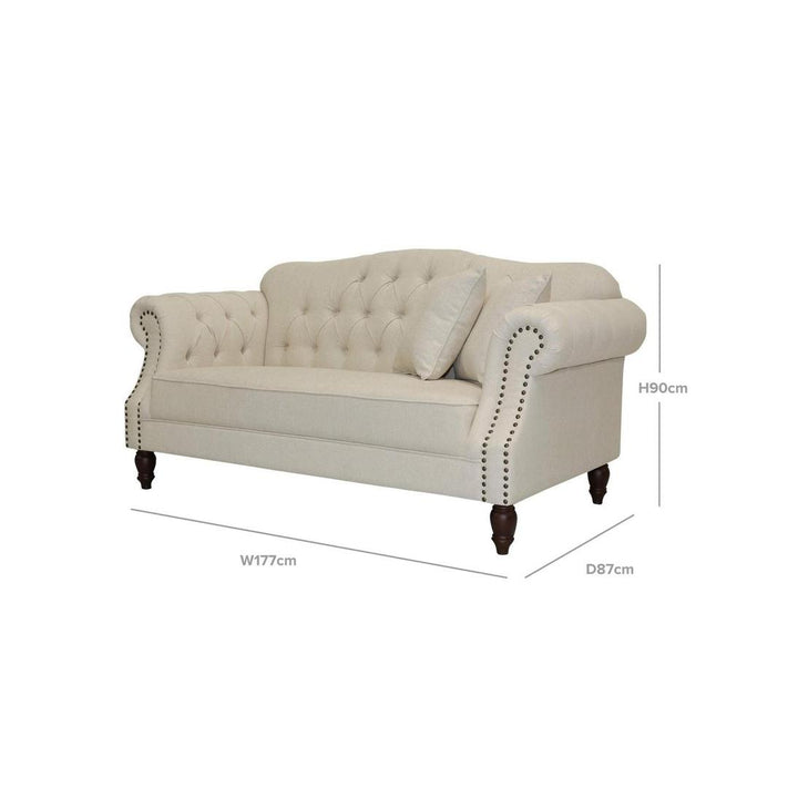 Vaucluse 2 Seat Hamptons Buttoned Sofa Beige Linen Blend