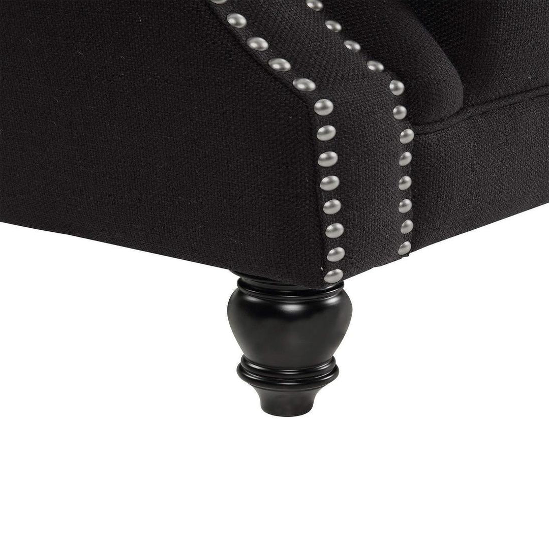 Vaucluse Buttoned 3 Seat Sofa Charcoal W/ Studs