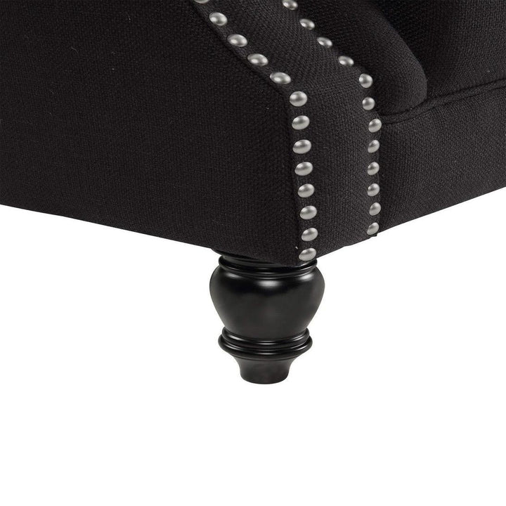 Vaucluse Buttoned 3 Seat Sofa Charcoal W/ Studs