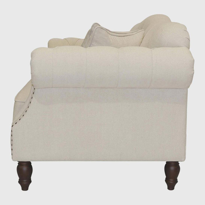 Vaucluse 3 Seat Hamptons Buttoned Sofa Beige Linen Blend