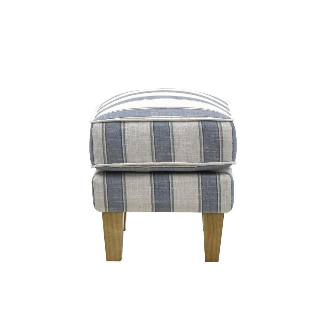 Bondi Hamptons Ottoman Blue Sky Stripe W/White Piping