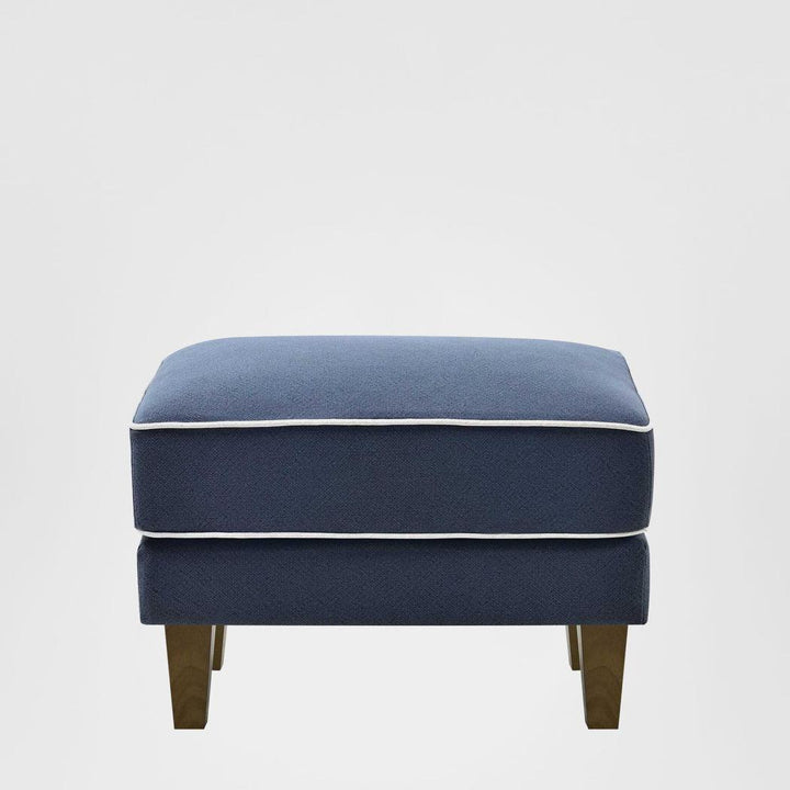 Bondi Hamptons Ottoman Navy W/White Piping