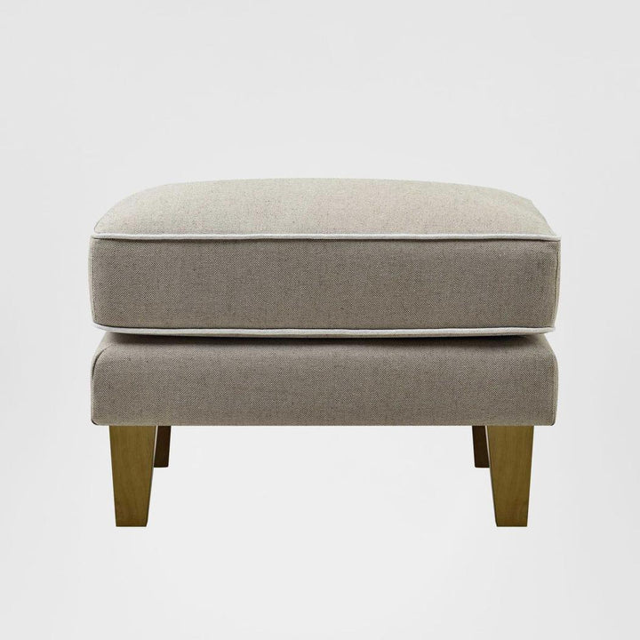 Bondi Hamptons Ottoman Natural W/White Piping