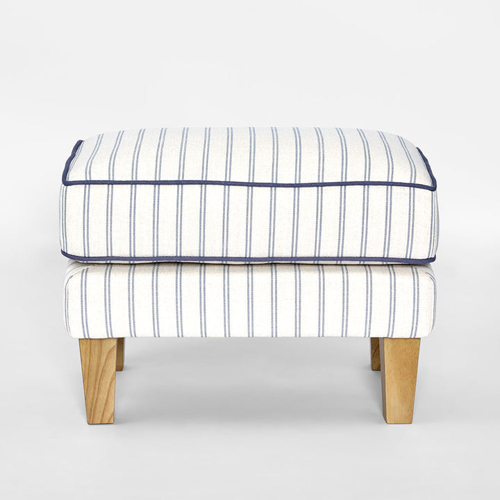 Bondi Hamptons Ottoman Blue/White Pin Stripe*