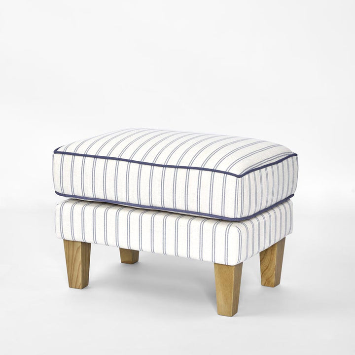 Bondi Hamptons Ottoman Blue/White Pin Stripe*