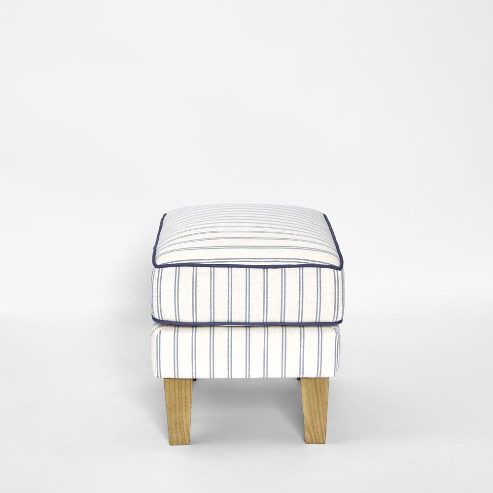 Bondi Hamptons Ottoman Blue/White Pin Stripe*