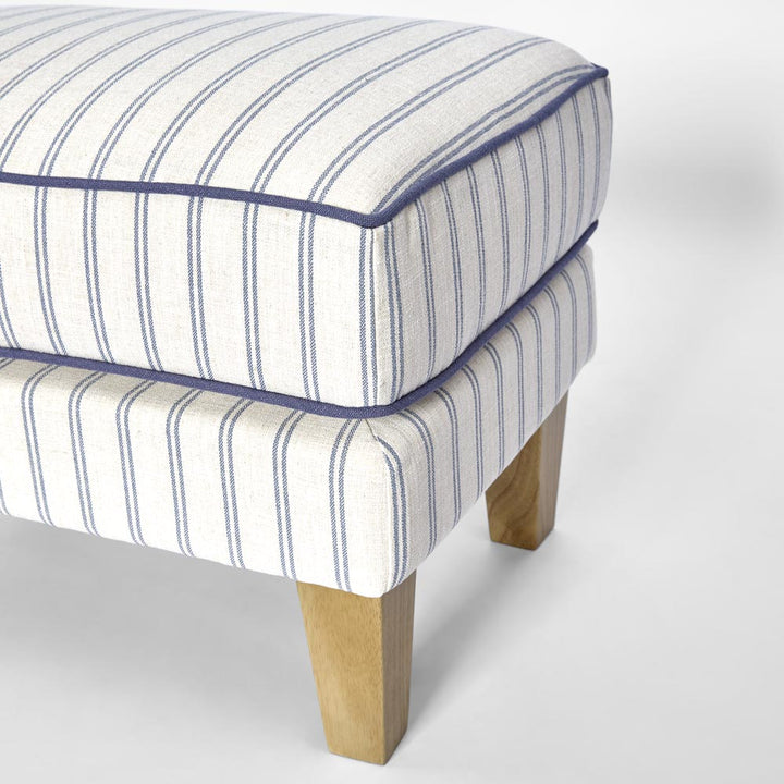 Bondi Hamptons Ottoman Blue/White Pin Stripe*