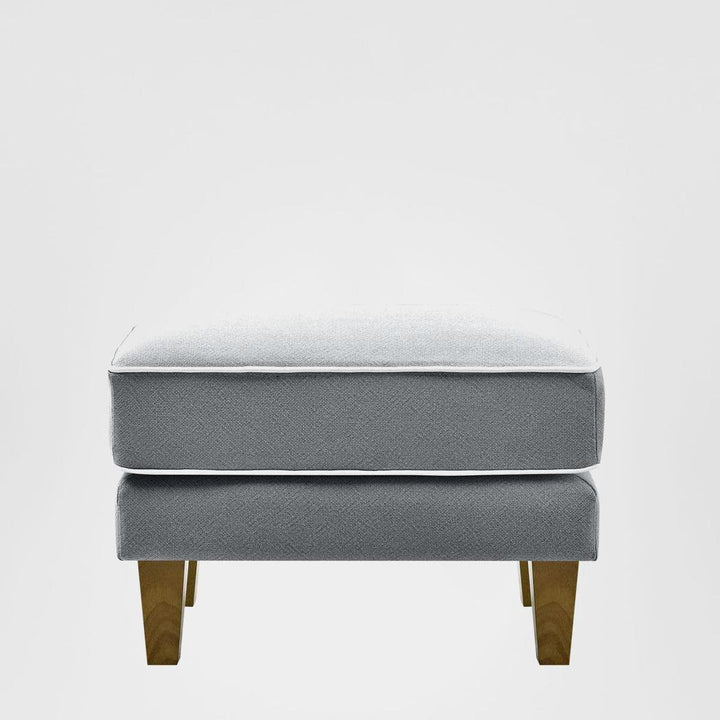 Bondi Hamptons Ottoman Grey W/White Piping