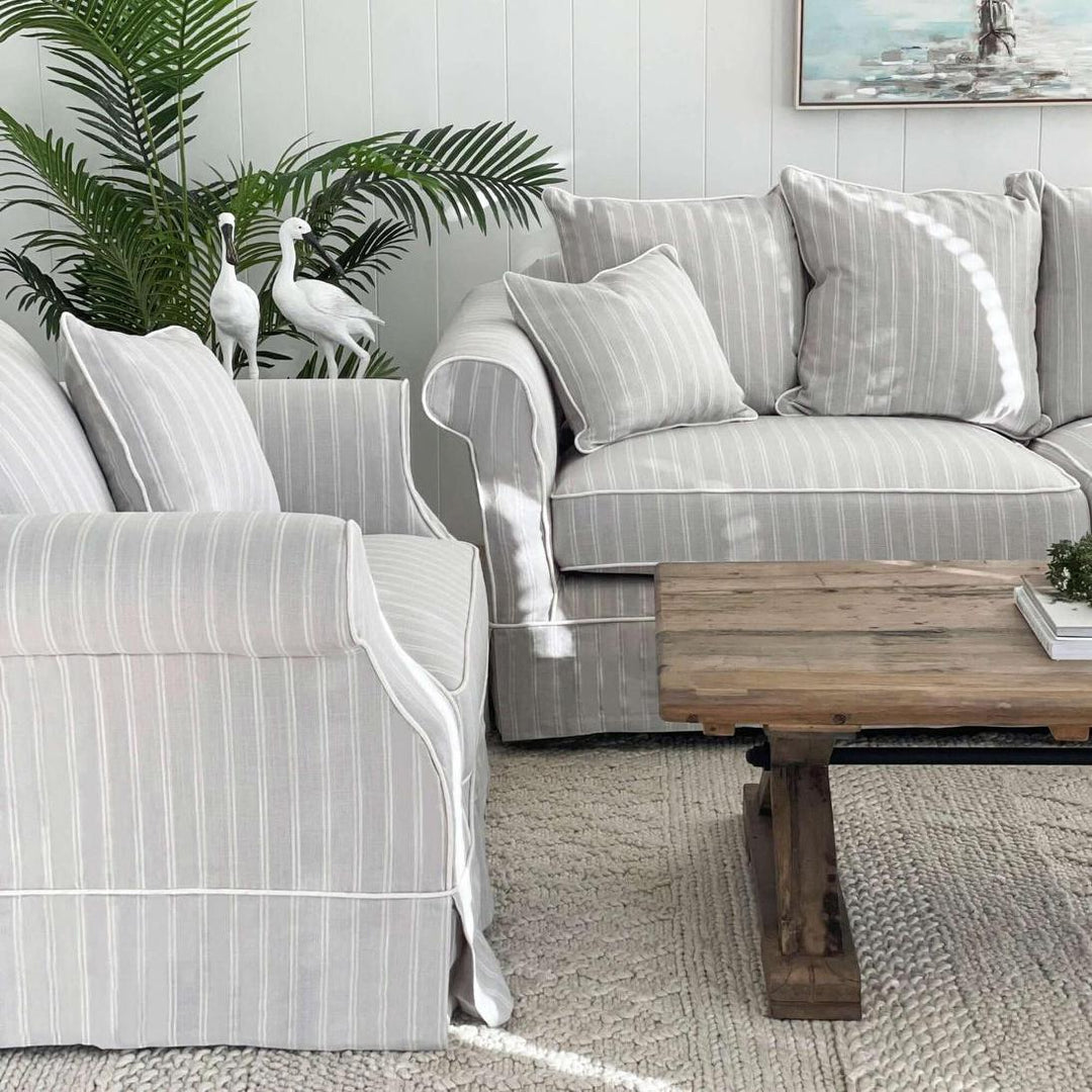 Slip Cover Only - Avalon Hamptons Armchair Cloud Stripe