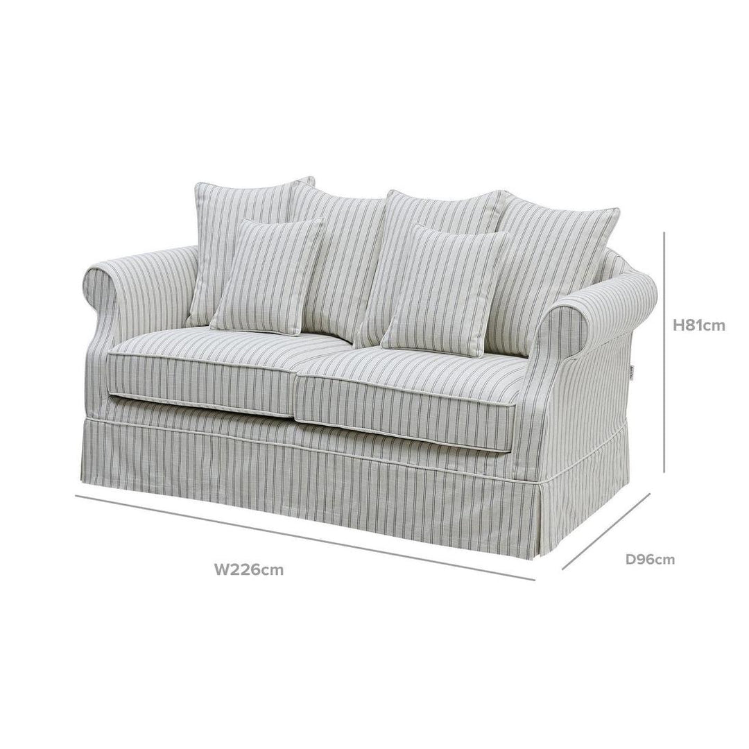 Slip Cover Only - Avalon Hamptons 3 Seat Sofa Stone Stripe