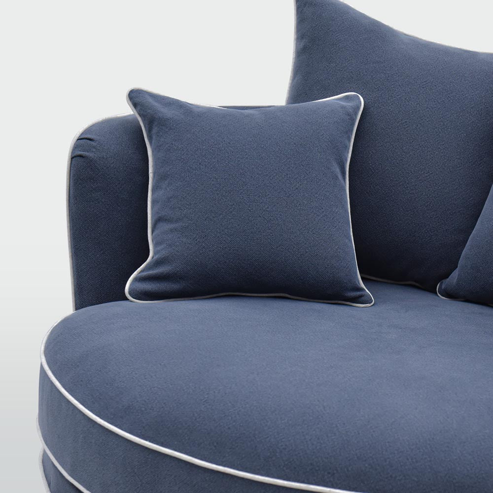 Slip Cover Only - Noosa Hamptons Snuggle Chair Navy With White Piping