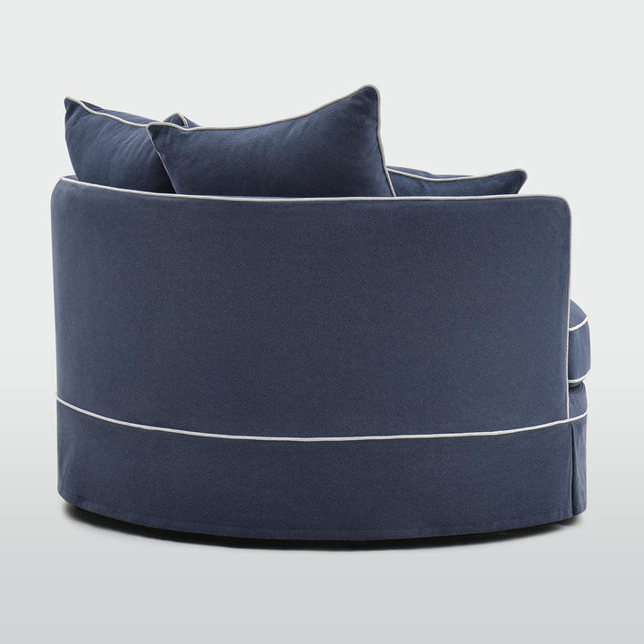Slip Cover Only - Noosa Hamptons Snuggle Chair Navy With White Piping