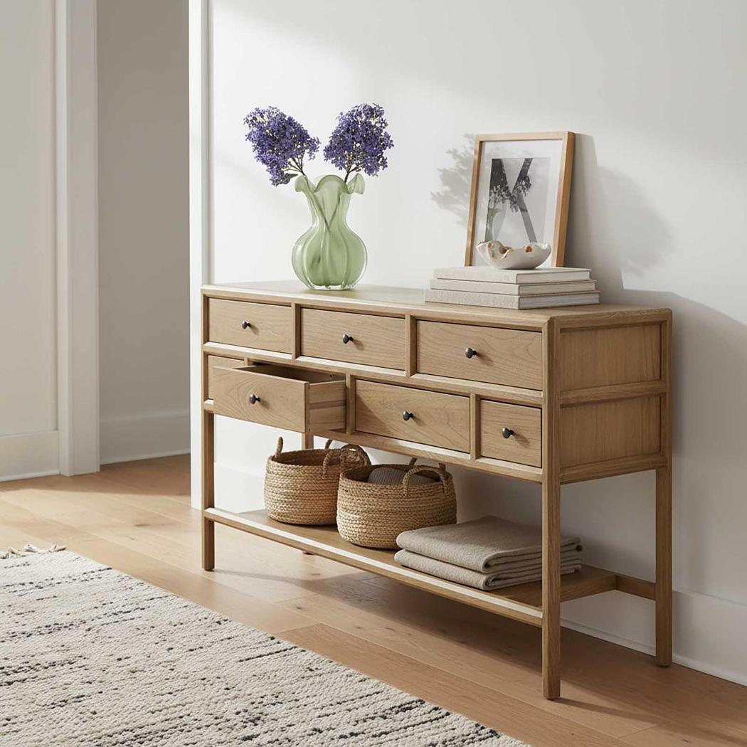 Cambridge 7 Drawer Console Elm Natural