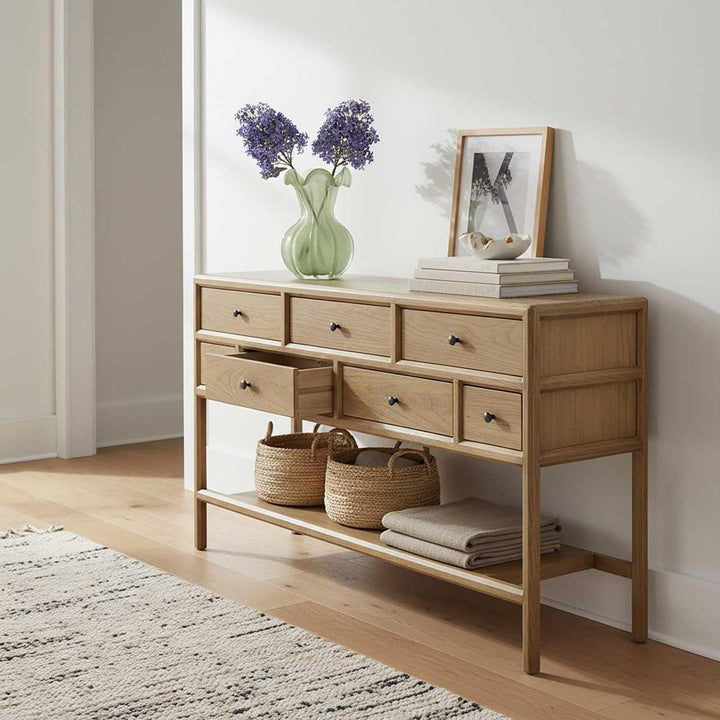 Cambridge 7 Drawer Console Elm Natural