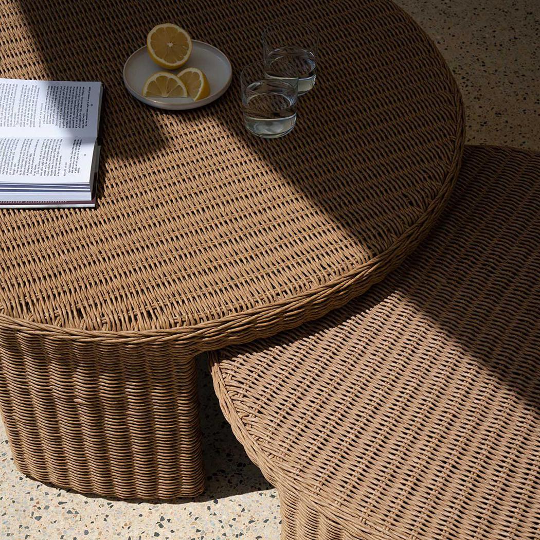 Cassius Outdoor Round Coffee Table Nest of 2 Natural