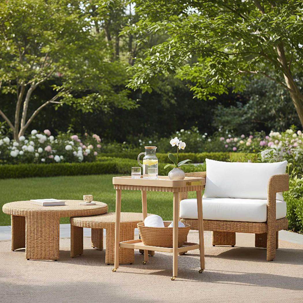 Cassius Outdoor Round Coffee Table Nest of 2 Natural