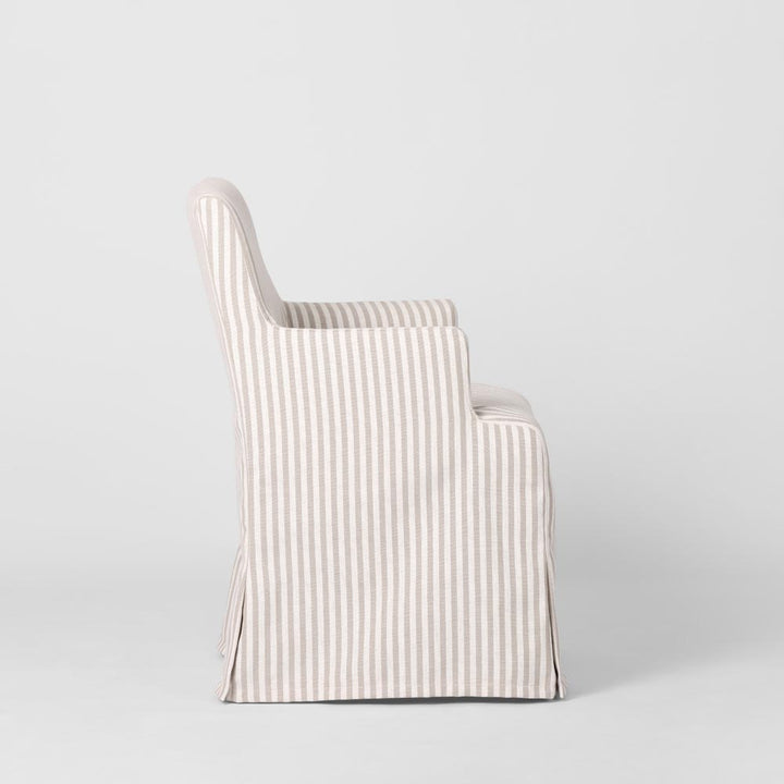 Clifton Dining Chair w/Arms Slip Cover Beige Stripe