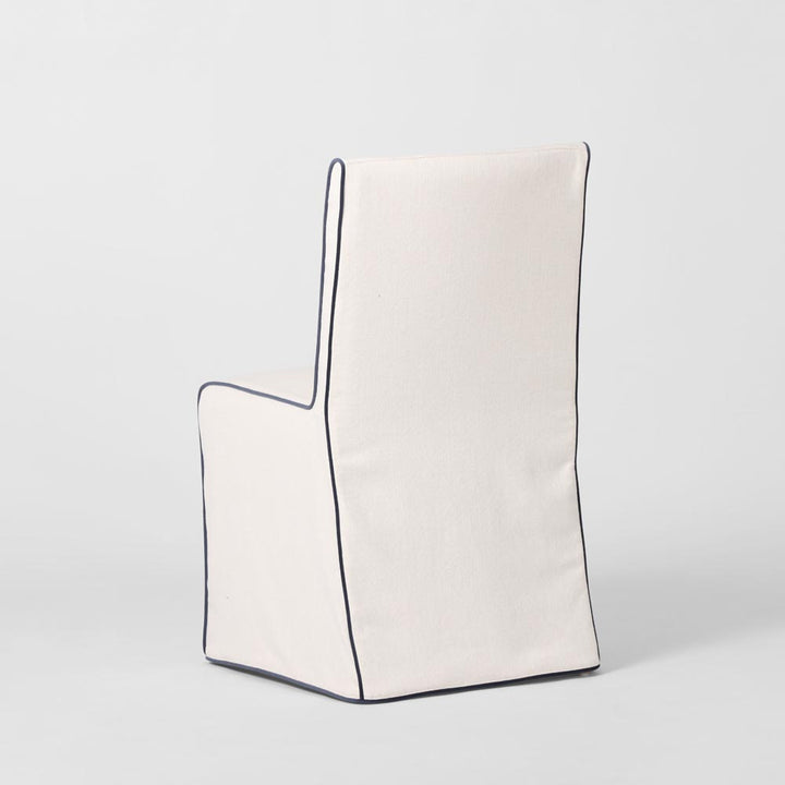 Slip Cover Only - Clifton Dining Chair Ivory W/ Navy Piping