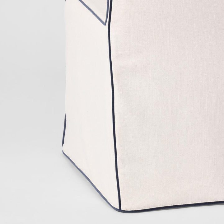 Slip Cover Only - Clifton Dining Chair Ivory W/ Navy Piping