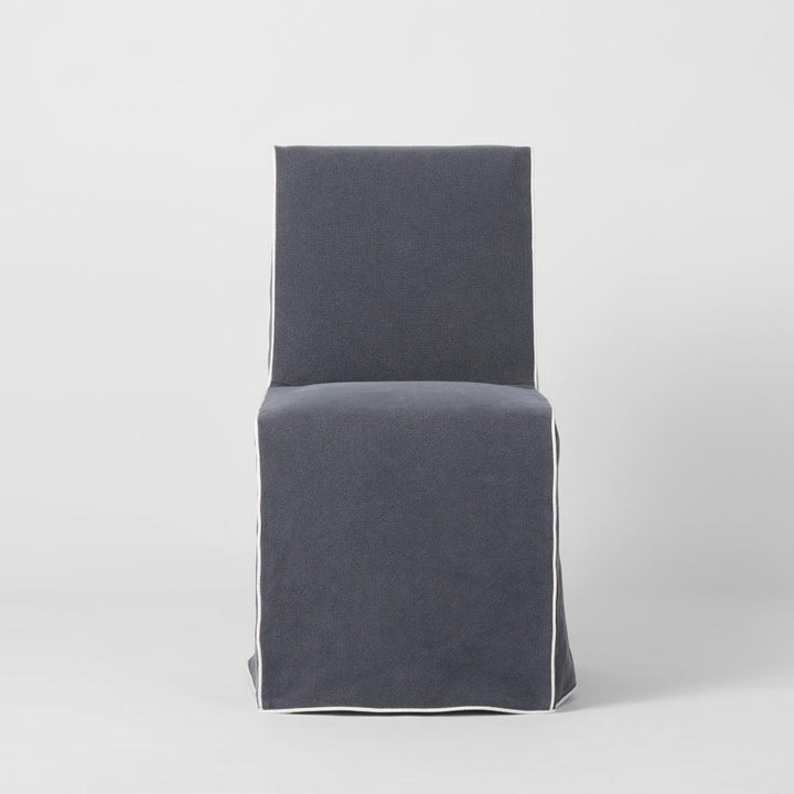 Slip Cover Only - Clifton Dining Chair Navy W/ White Piping