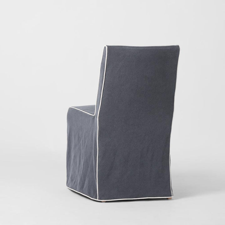 Slip Cover Only - Clifton Dining Chair Navy W/ White Piping