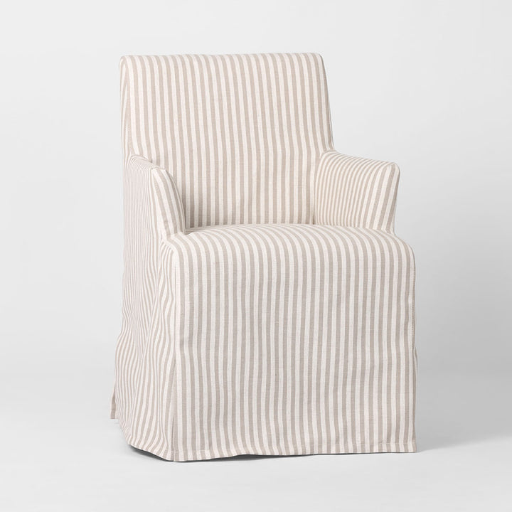 Slip Cover Only - Clifton Dining Chair W/Arms Beige Stripe