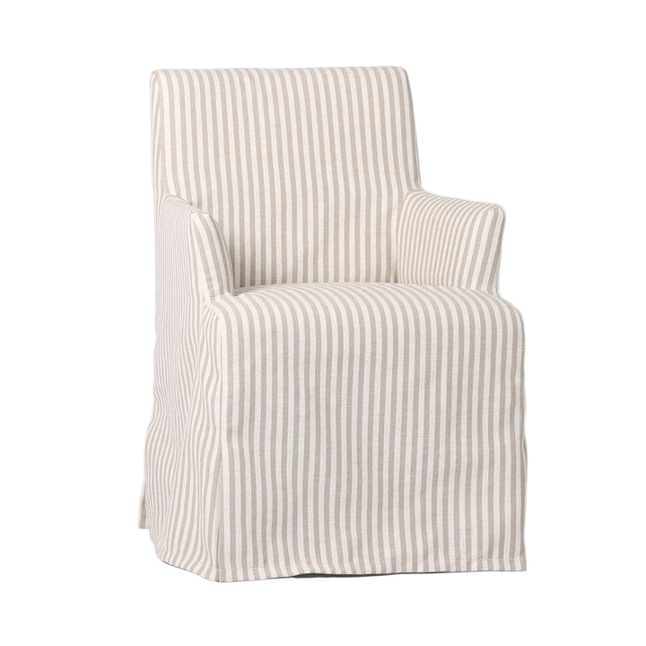 Clifton Dining Chair w/Arms Slip Cover Beige Stripe