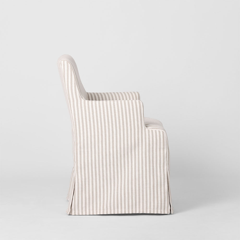 Slip Cover Only - Clifton Dining Chair W/Arms Beige Stripe