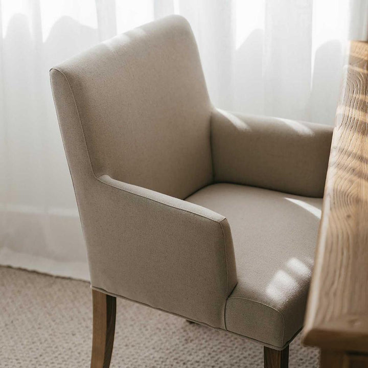 Clifton Dining Chair w/ Arms Beige