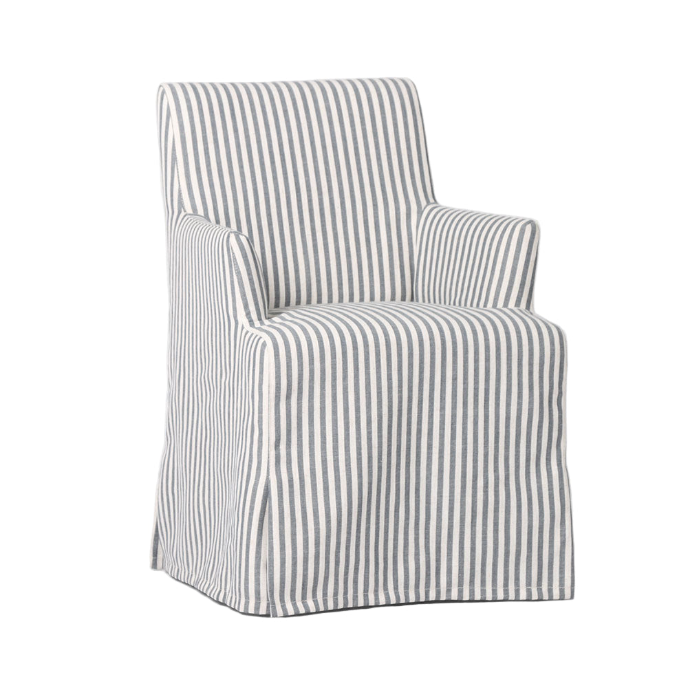 Clifton Dining Chair w/Arms Slip Cover Blue Stripe