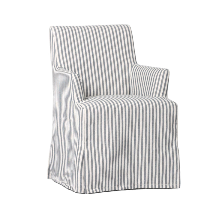 Clifton Dining Chair w/Arms Slip Cover Blue Stripe