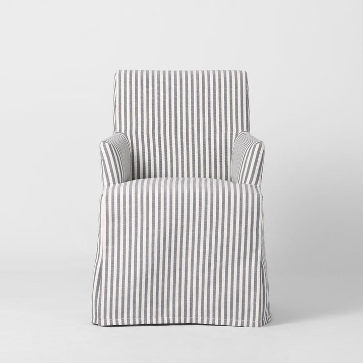 Clifton Dining Chair w/Arms Slip Cover Blue Stripe