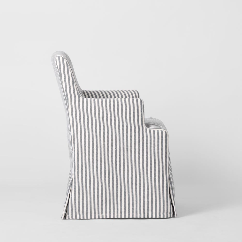 Clifton Dining Chair w/Arms Slip Cover Blue Stripe