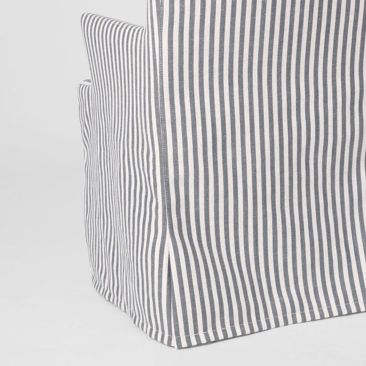 Clifton Dining Chair w/Arms Slip Cover Blue Stripe