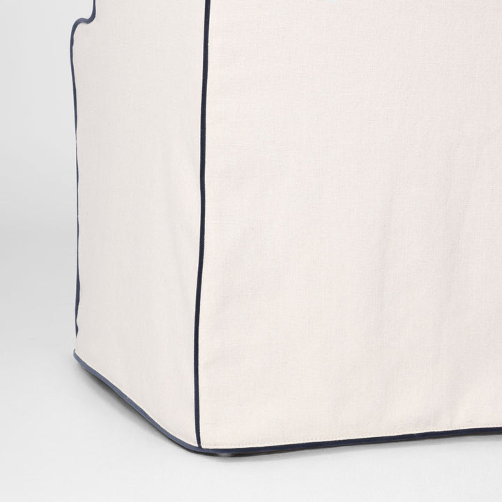 Clifton Dining Chair w/Arms Slip Cover Ivory with Navy Piping