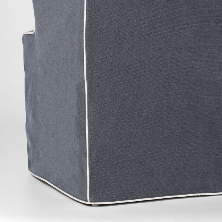 Clifton Dining Chair w/Arms Slip Cover Navy with Ivory Piping