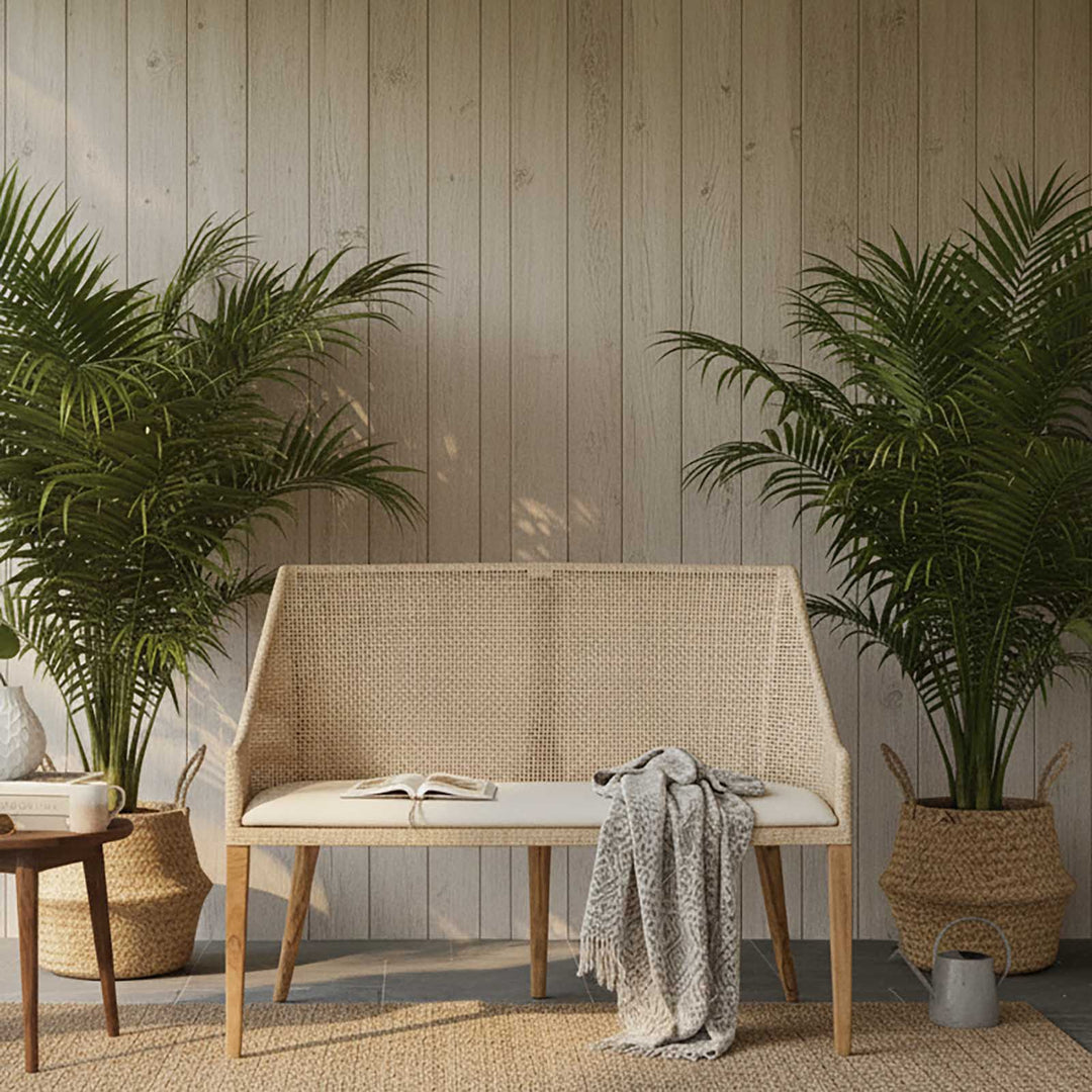 Charlotte Rattan Bench Seat Natural Whitewash