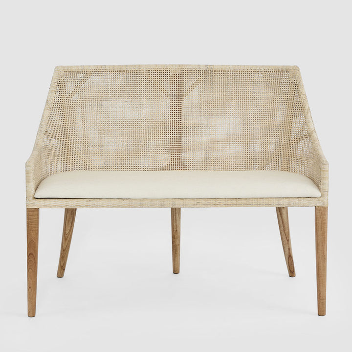 Charlotte Rattan Bench Seat Natural Whitewash
