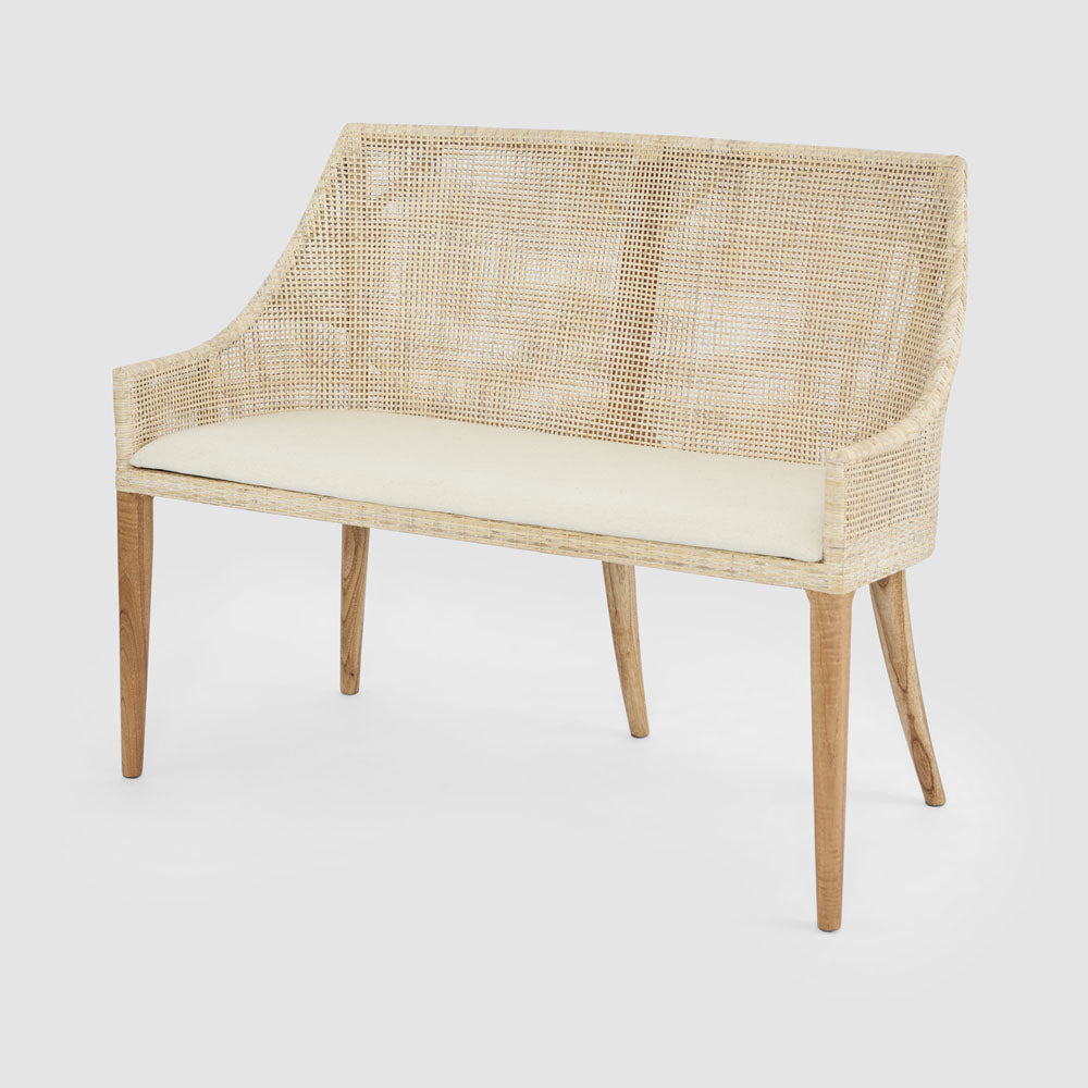Charlotte Rattan Bench Seat Natural Whitewash