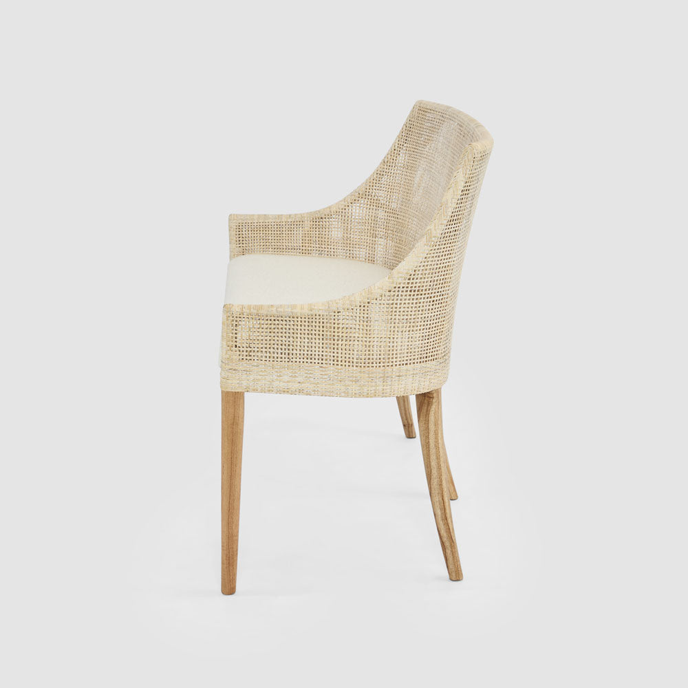 Charlotte Rattan Bench Seat Natural Whitewash