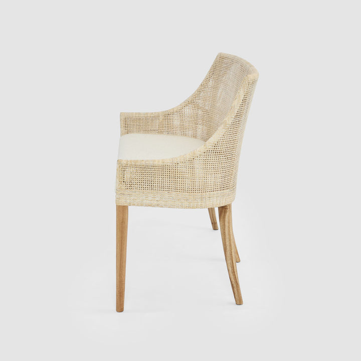 Charlotte Rattan Bench Seat Natural Whitewash