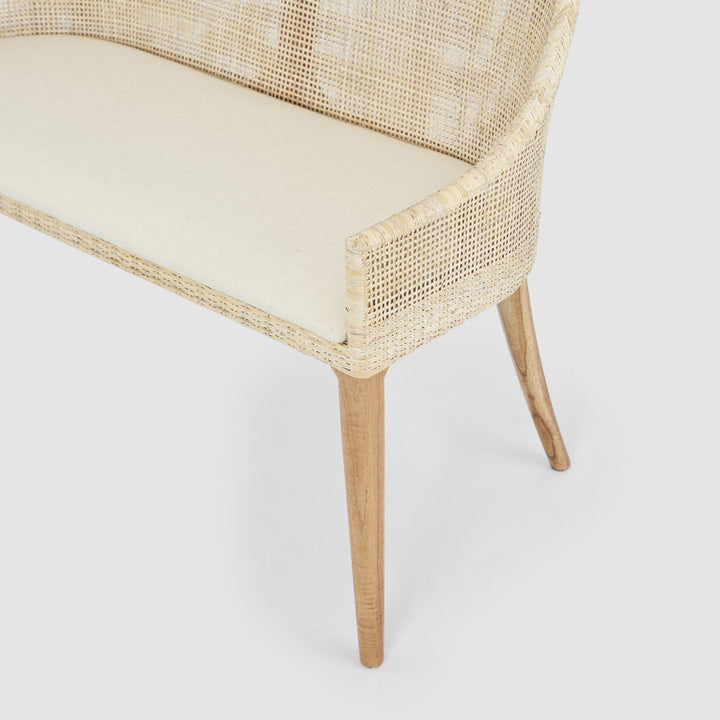 Charlotte Rattan Bench Seat Natural Whitewash