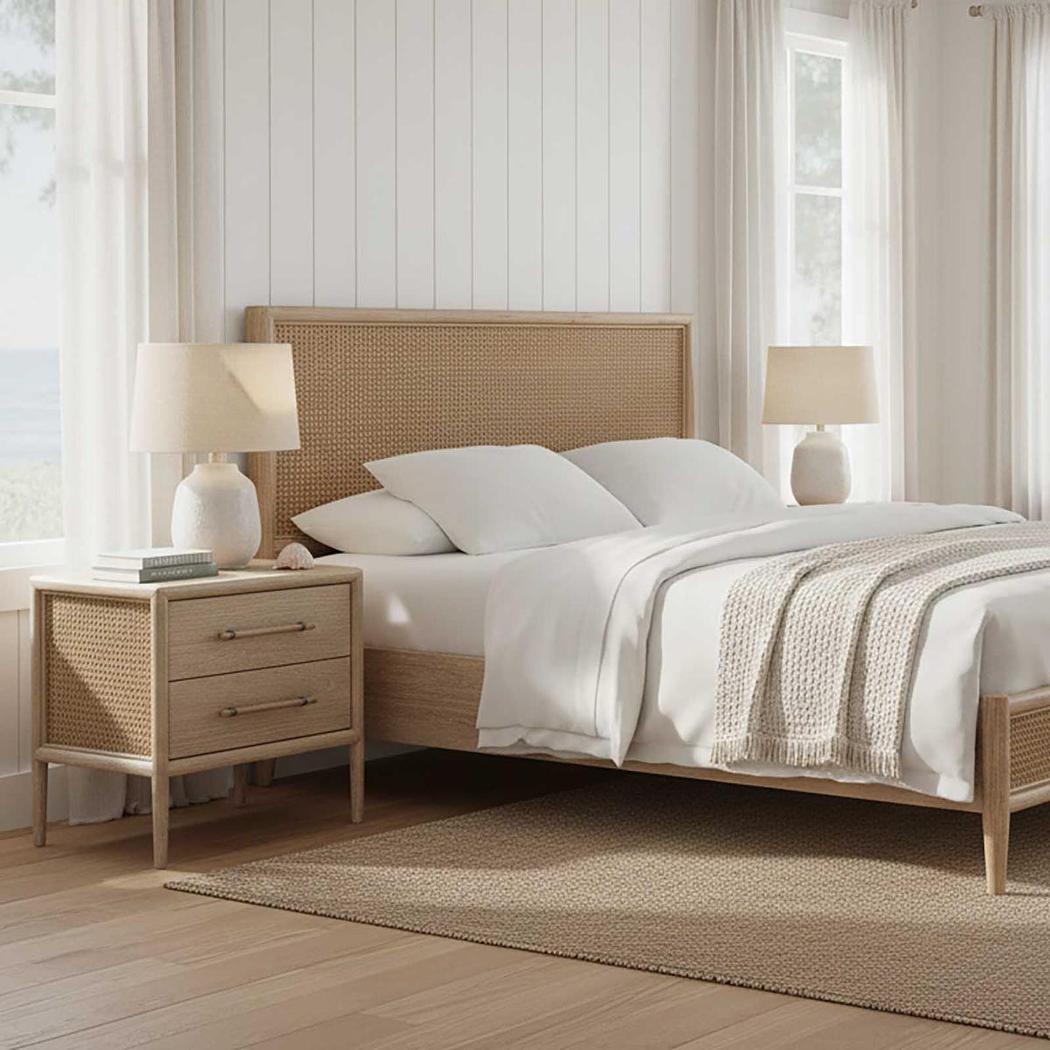 Bayview Bedside 2 Drawer Natural Whitewash